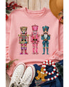 Pink Shimmer Nutcracker Graphic Christmas Pullover Sweatshirt - M