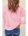 Pink Chenille Heart hey sugar Patched Pattern Valentines Pullover Sweatshirt - 2XL