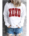 White Glitter XOXO Graphic Crewneck Valentines Pullover Sweatshirt - L