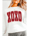 White Glitter XOXO Graphic Crewneck Valentines Pullover Sweatshirt - L