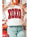 White Glitter XOXO Graphic Crewneck Valentines Pullover Sweatshirt - L