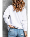 White Glitter XOXO Graphic Crewneck Valentines Pullover Sweatshirt - L