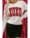 White Glitter XOXO Graphic Crewneck Valentines Pullover Sweatshirt - L