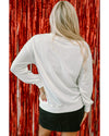 White Glitter XOXO Graphic Crewneck Valentines Pullover Sweatshirt - M