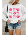 White Valentine Candy Heart & Bow Graphic Sweatshirt - M