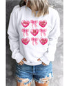 White Valentine Candy Heart & Bow Graphic Sweatshirt - M