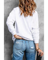 White Valentine Candy Heart & Bow Graphic Sweatshirt - M