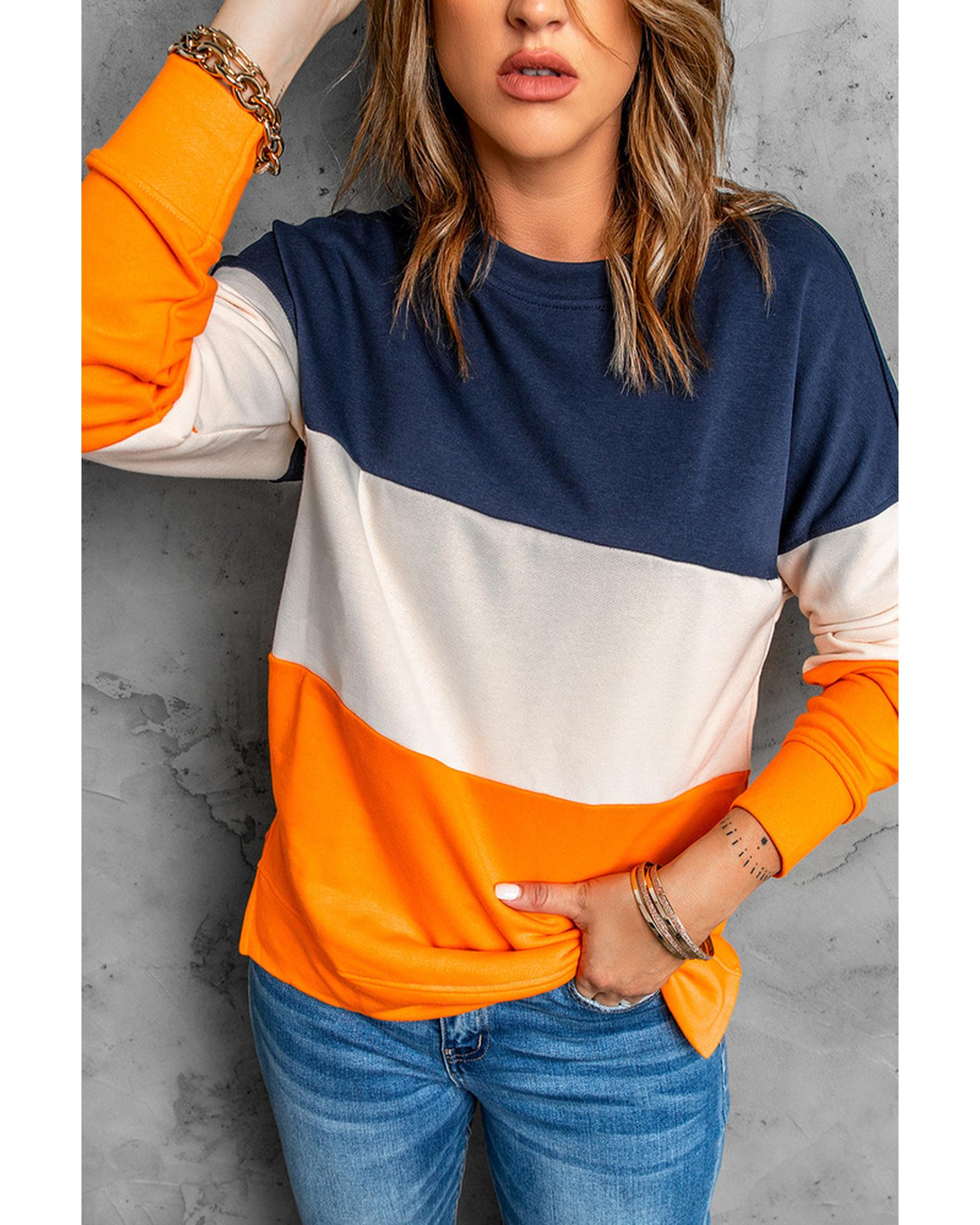 Azura Exchange Colorblock Sweatshirt with Contrast Stitching and Slits - 2XL