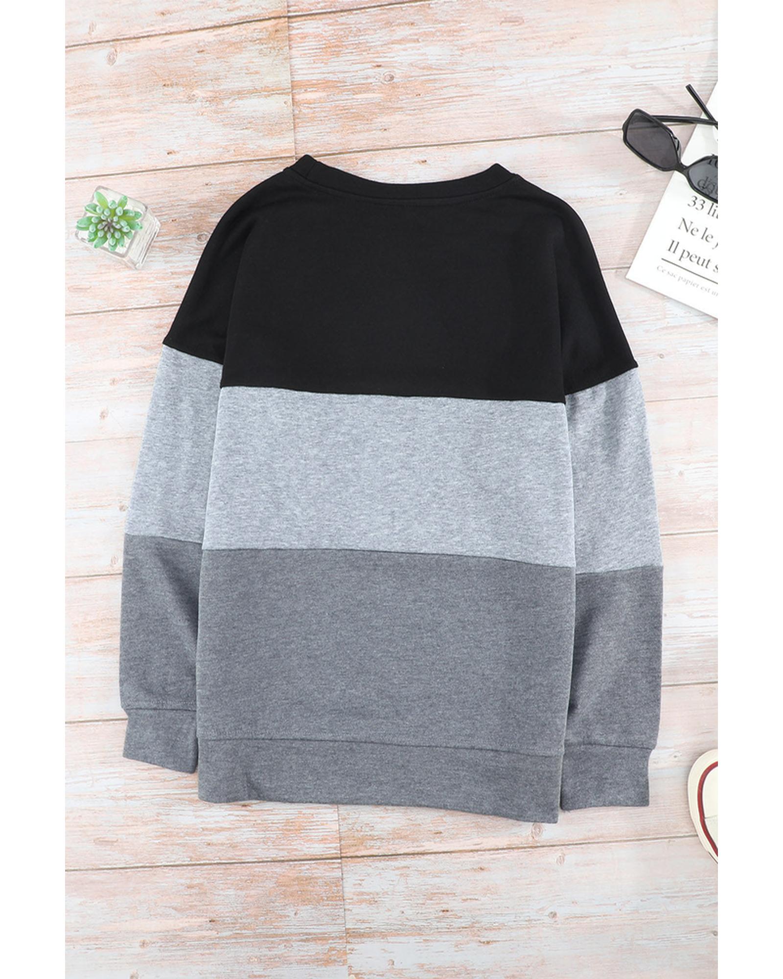 Azura Exchange Black Contrast Stitching Sweatshirt with Slits - L