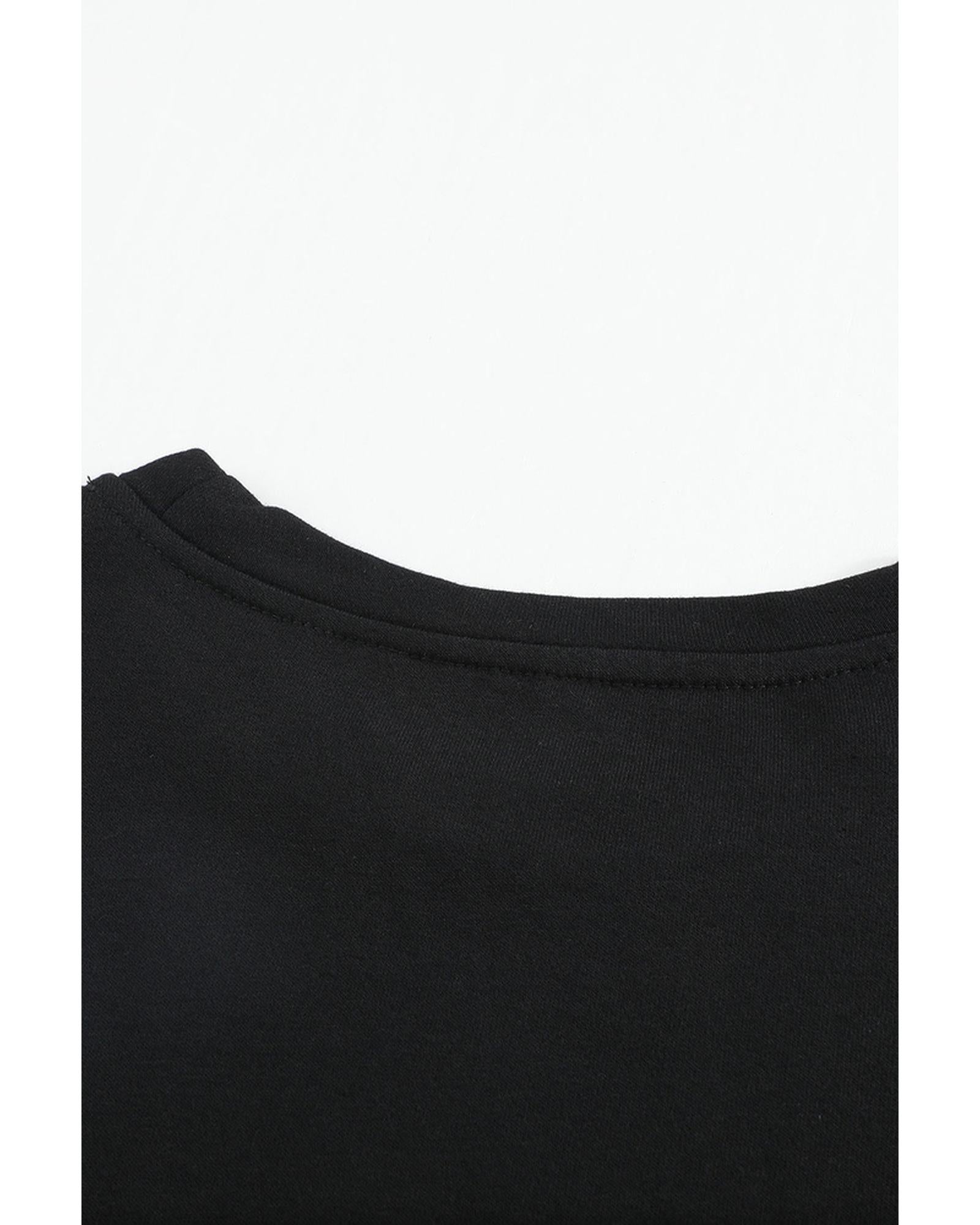 Azura Exchange Black Contrast Stitching Sweatshirt with Slits - M