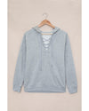 Azura Exchange Lace-up Grey Casual Hoodie - S