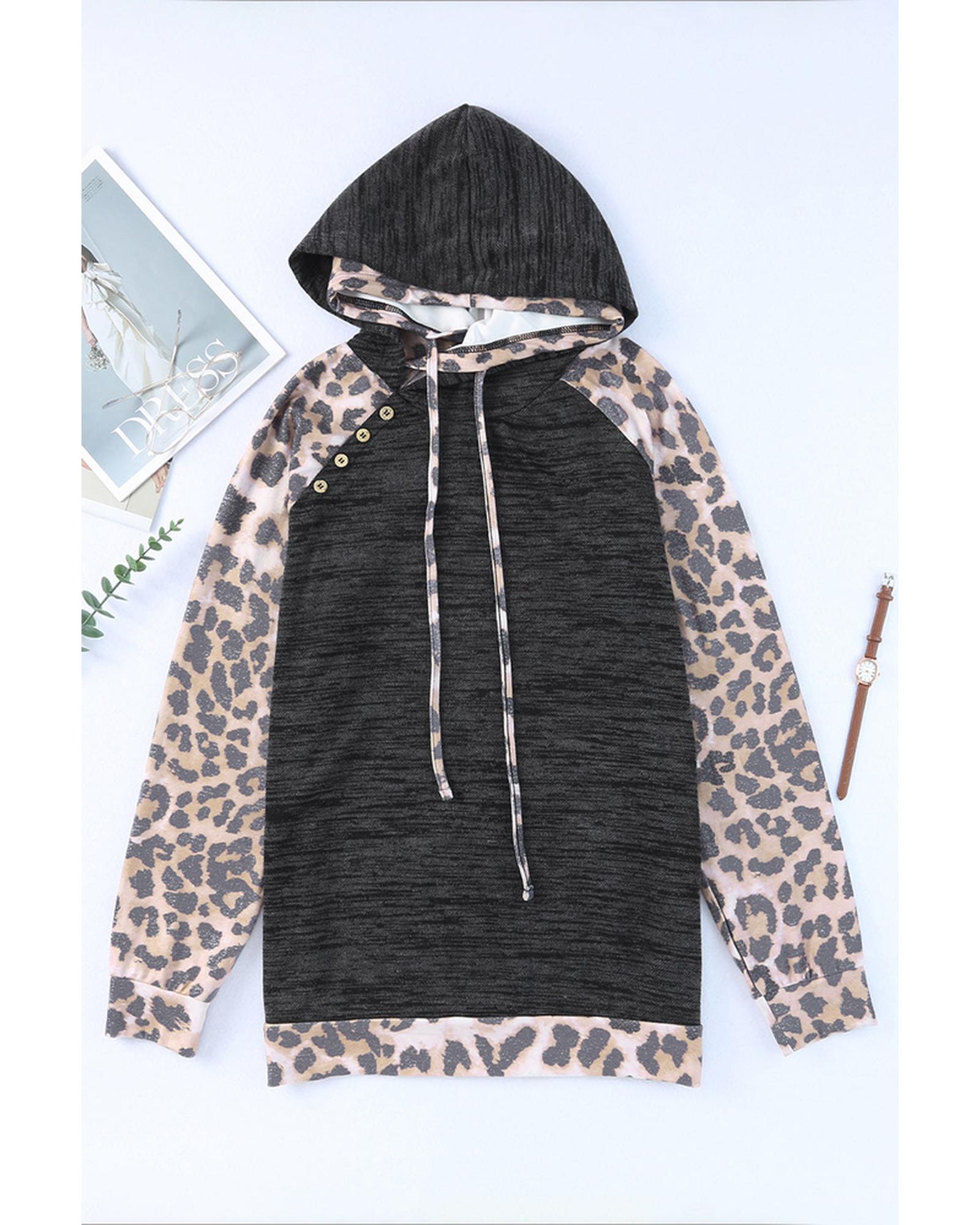 Azura Exchange Leopard Contrast Hoodie - L