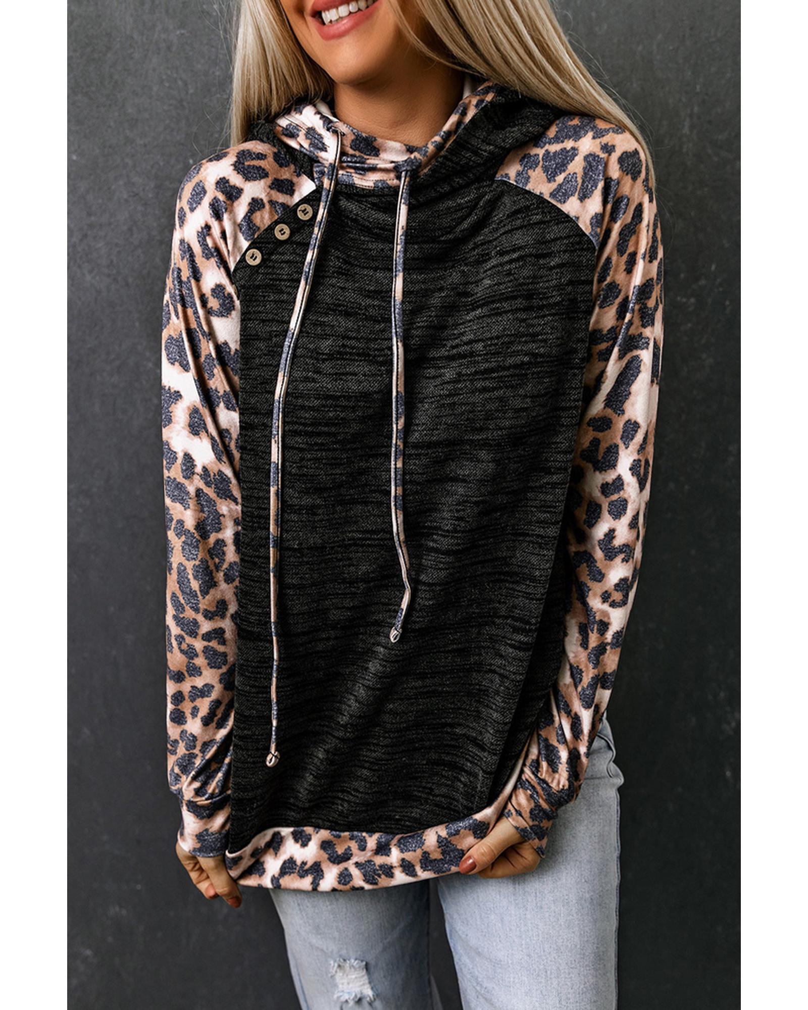 Azura Exchange Leopard Contrast Hoodie - M