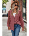 Azura Exchange Waffled Knit Lace Long Sleeve Buttoned Cardigan - S