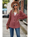 Azura Exchange Waffled Knit Lace Long Sleeve Buttoned Cardigan - S