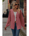 Azura Exchange Waffled Knit Lace Long Sleeve Buttoned Cardigan - XL
