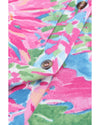 Pink Flower Print Long Sleeve Button Up Cardigan - M