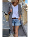 Stripe Open Front Long Cardigan - L