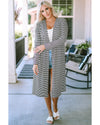 Stripe Open Front Long Cardigan - L