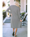 Stripe Open Front Long Cardigan - L