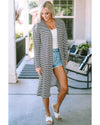Stripe Open Front Long Cardigan - S