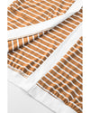 Brown Striped Side Pockets Open Front Cardigan - M