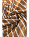 Brown Striped Side Pockets Open Front Cardigan - M
