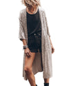 Apricot Sequin 3/4 Sleeve Open Front Duster Kimono - L