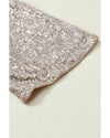 Apricot Sequin 3/4 Sleeve Open Front Duster Kimono - L