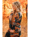 Orange Western Tribal Aztec Print Cardigan - M