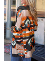 Orange Western Tribal Aztec Print Cardigan - M