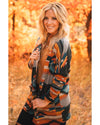 Orange Western Tribal Aztec Print Cardigan - M