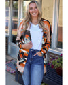 Orange Western Tribal Aztec Print Cardigan - M