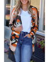 Orange Western Tribal Aztec Print Cardigan - M