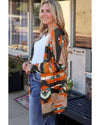Orange Western Tribal Aztec Print Cardigan - S
