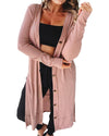 Pink Ribbed Button-Up Split Duster Cardigan - M