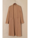 Chestnut Long Waffle Knit Cardigan with Pockets - L