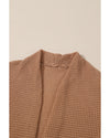 Chestnut Long Waffle Knit Cardigan with Pockets - L