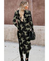 Black Printed Animal Print Ribbed Knit Cardigan - M