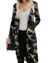 Black Printed Animal Print Ribbed Knit Cardigan - M