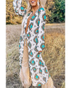 White Western Aztec Print Duster Open Front Top - M