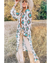 White Western Aztec Print Duster Open Front Top - M