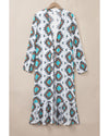 White Western Aztec Print Duster Open Front Top - M
