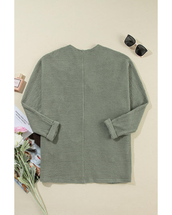 Laurel Green Waffle Knit Open Front Cardigan - M