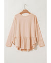 Jet Stream Ruffled V Neck Buttoned V Neck Shirt - M
