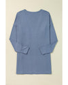 Ashleigh Blue Solid Color Rib Knit Open Front Tunic Cardigan - S