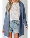 Ashleigh Blue Solid Color Rib Knit Open Front Tunic Cardigan - XL
