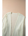 Beige Textured Lantern Sleeve Open Kimono - L