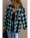 Azura Exchange Plaid Buttons Pocketed Shacket - S
