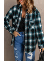 Azura Exchange Plaid Buttons Pocketed Shacket - S